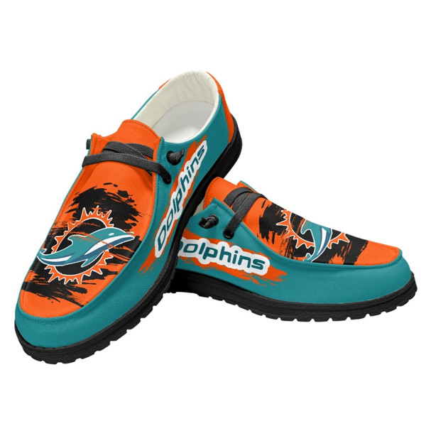 Women's Miami Dolphins Loafers Lace Up Shoes 001 (Pls check description for details)